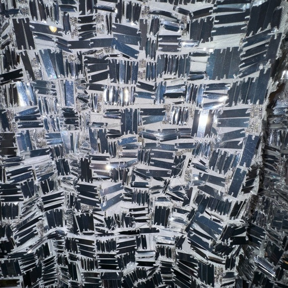 Worn once - ASOS Silver Sequin Long Sleeve Party Disco Dance Dress - Picture 6 of 12